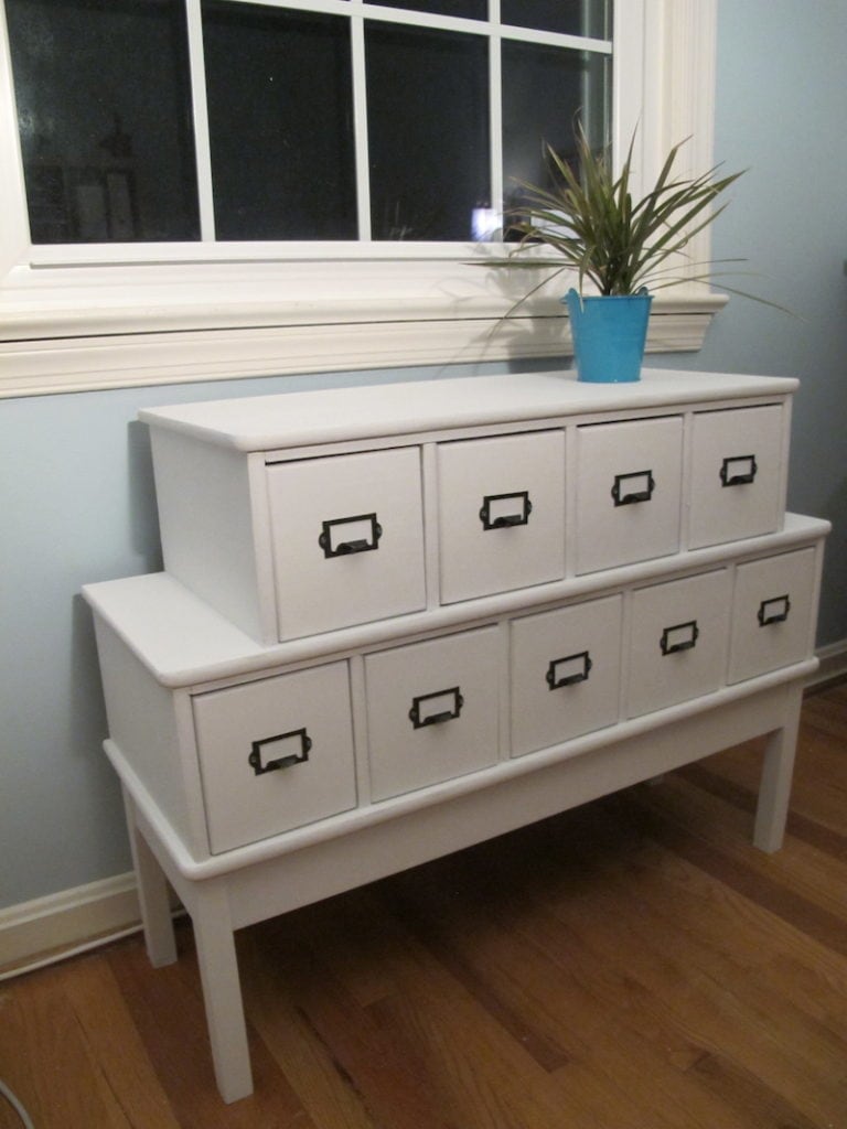 DIY Card Catalog Makeover - New card catalog can be used in craft room. - Thrift Diving