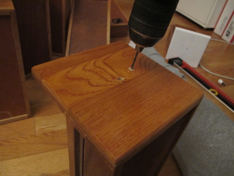 DIY Card Catalog Makeover - Drill holes to fit the new card catalog pulls. - Thrift Diving