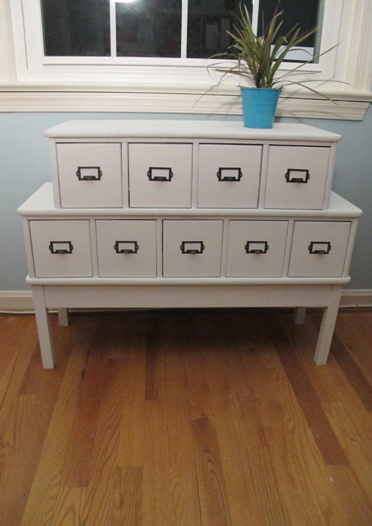 DIY Card Catalog Makeover - New Pure White card catalog for the craft room. - Thrift Diving