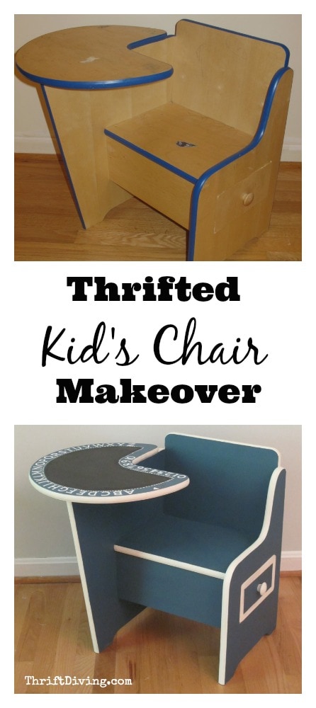 Thrifted Kids Chair from the Thrift Store Gets a Makeover with Annie Sloan Aubusson Blue!
