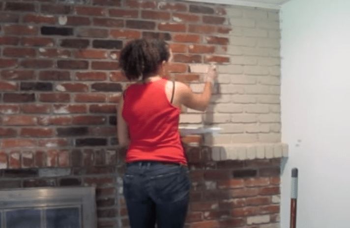 How to paint a brick fireplace - cover fireplace in a basecoat