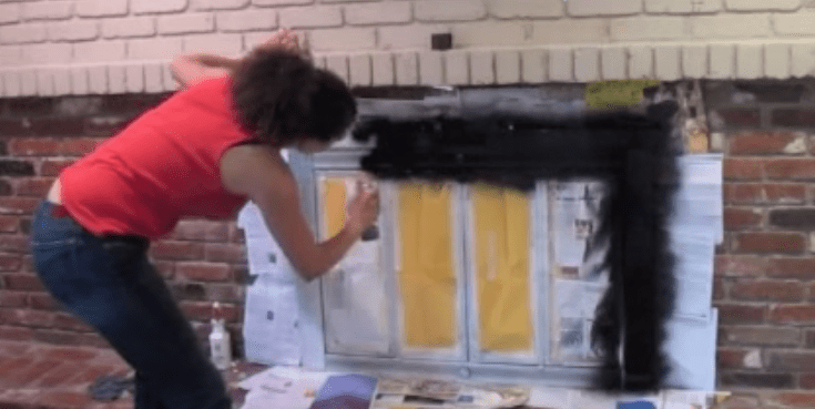 How to paint a brick fireplace - spray paint