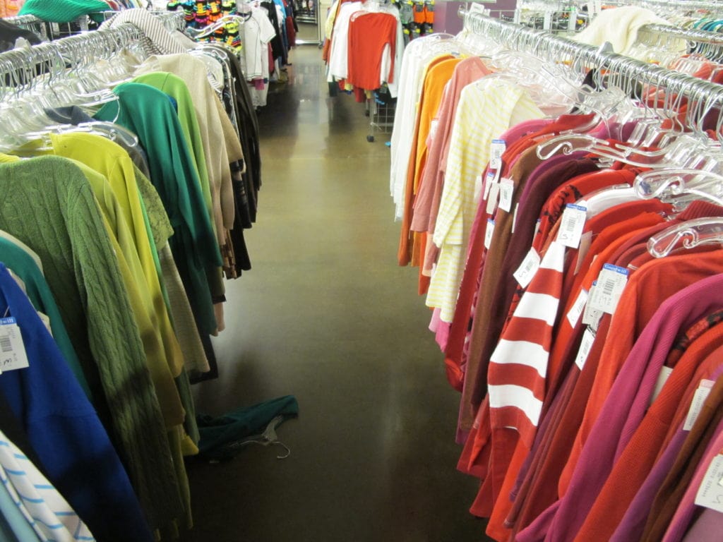 Best thrift store in Seattle - They color code their sweaters. - Thrift Diving