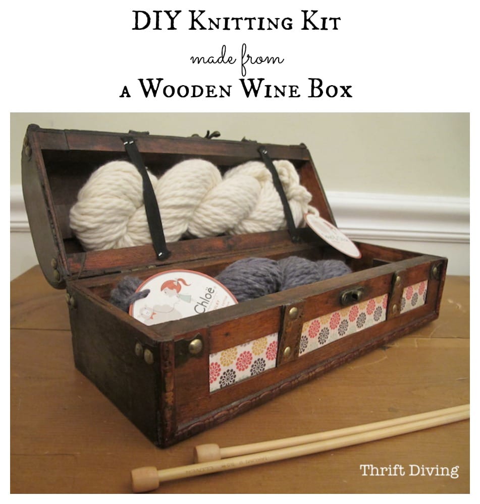 Make a DIY knitting kit from a wooden wine box