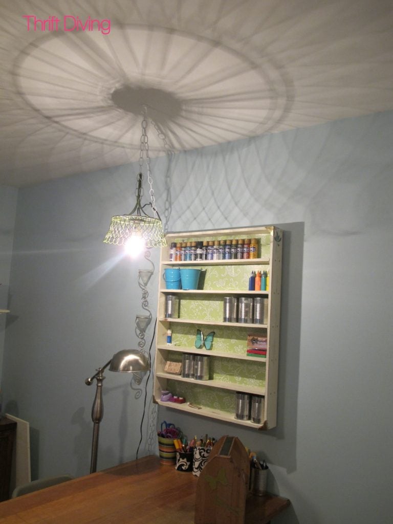 Tips for pulling together a craft room - Create DIY pendent lighting for the craft room. - Thrift Diving