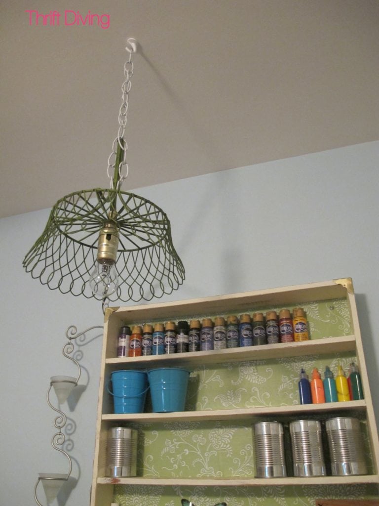 Tips for pulling together a craft room - Create pendent lighting for the craft room. - Thrift Diving