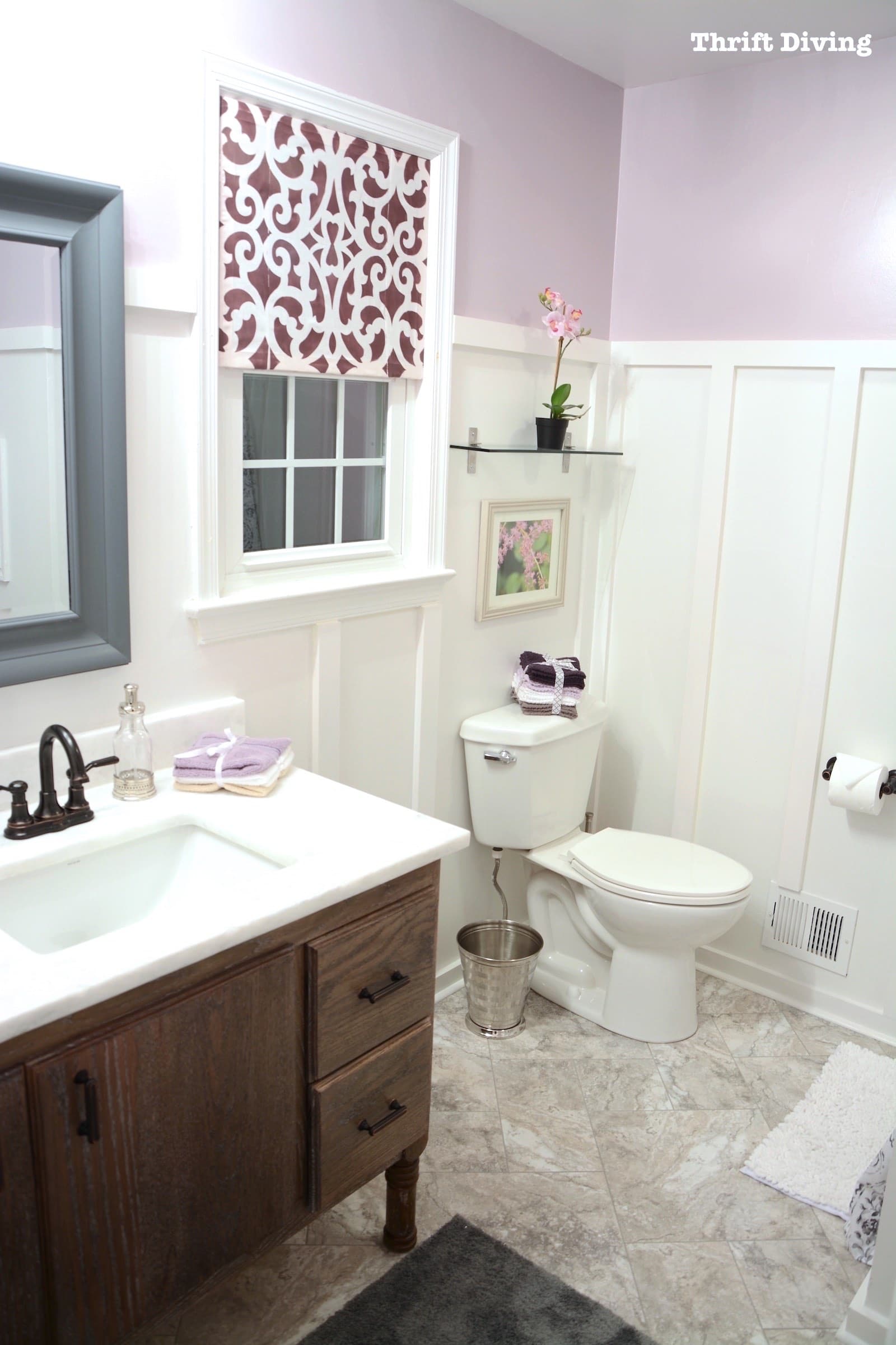 Master bathroom makeover - Lavender bathroom - Thrift Diving