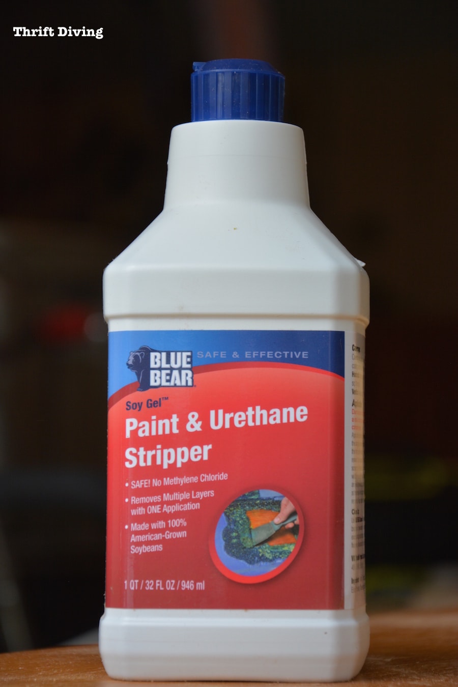 How to Strip Furniture and Stain Wood - Blue Bear is a natural soy based paint stripper for wood. It doesn't smell - Everything You Wanted to Know About Furniture Stripping If You're a Newbie - Thrift Diving 