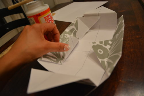 How to Make a Gift Box From Scrapbook Paper - Glue down the flaps. - Thrift Diving