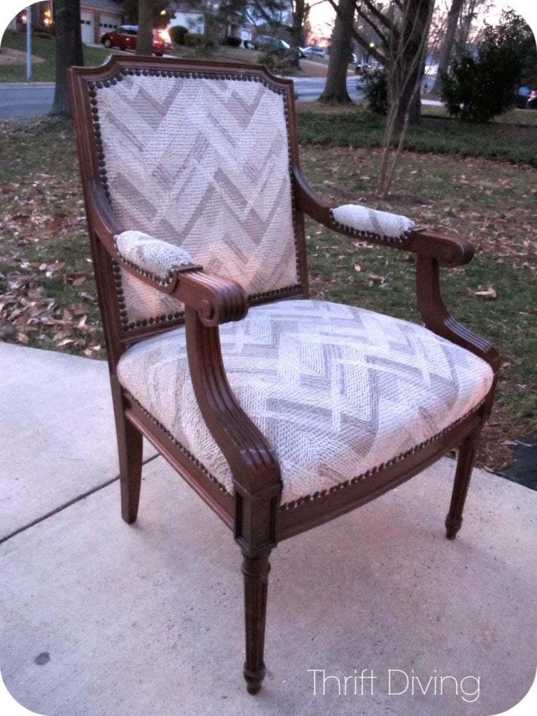 When Should You NOT Paint Wood Furniture - Vintage chair makeover painted and reupholstered - Thrift Diving