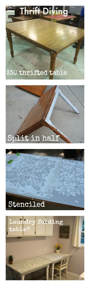 How to cut a table in half - Step by step instructions on how to separate or cut a table and mount it to a wall. - Thrift Diving