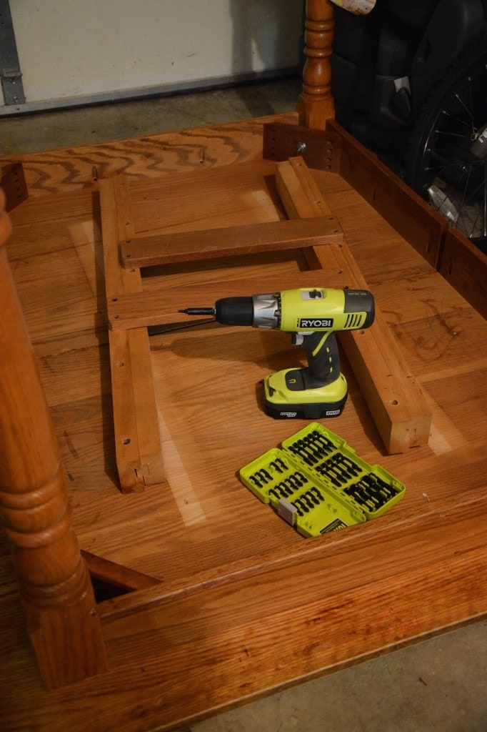 How to cut a table in half - Loosen the screws under the table if it's a table with a center leaf. - Thrift Diving