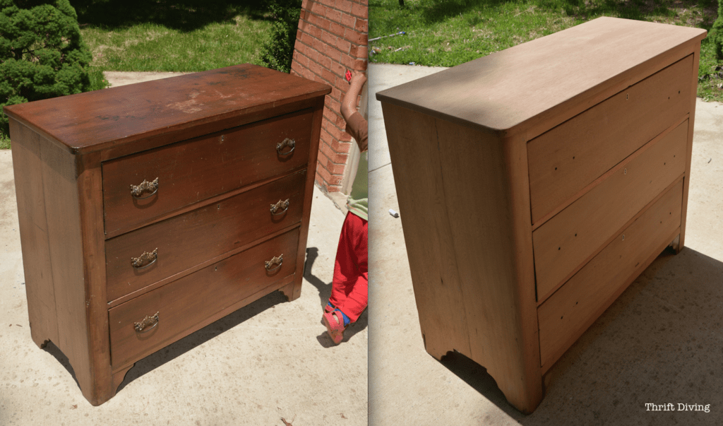 Vintage dresser makeover featuring Annie Sloan chalk paint - You don't have to sand furniture before painting but if you want a smooth surface, you should sand it. - Thrift Diving
