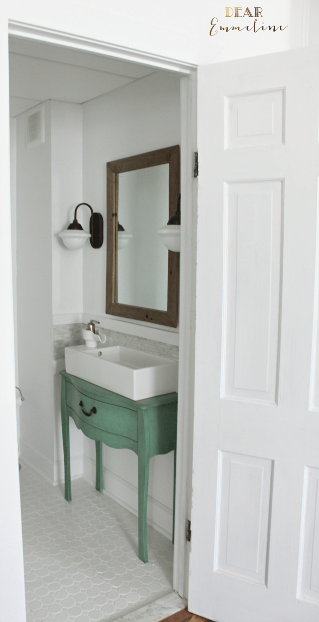 BEFORE & AFTER: Jessica’s Gorgeous Narrow Half Bathroom!