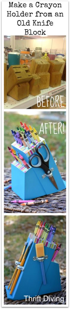 Make a Crayon Holder from an Old Knife Block - Thrift Diving Collage