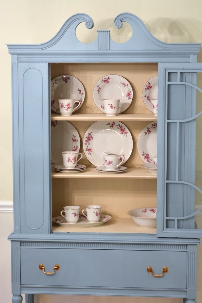 Painted China Cabinet Makeover - Painted with Beyond Paint Nantucket furniture paint. - Thrift Diving