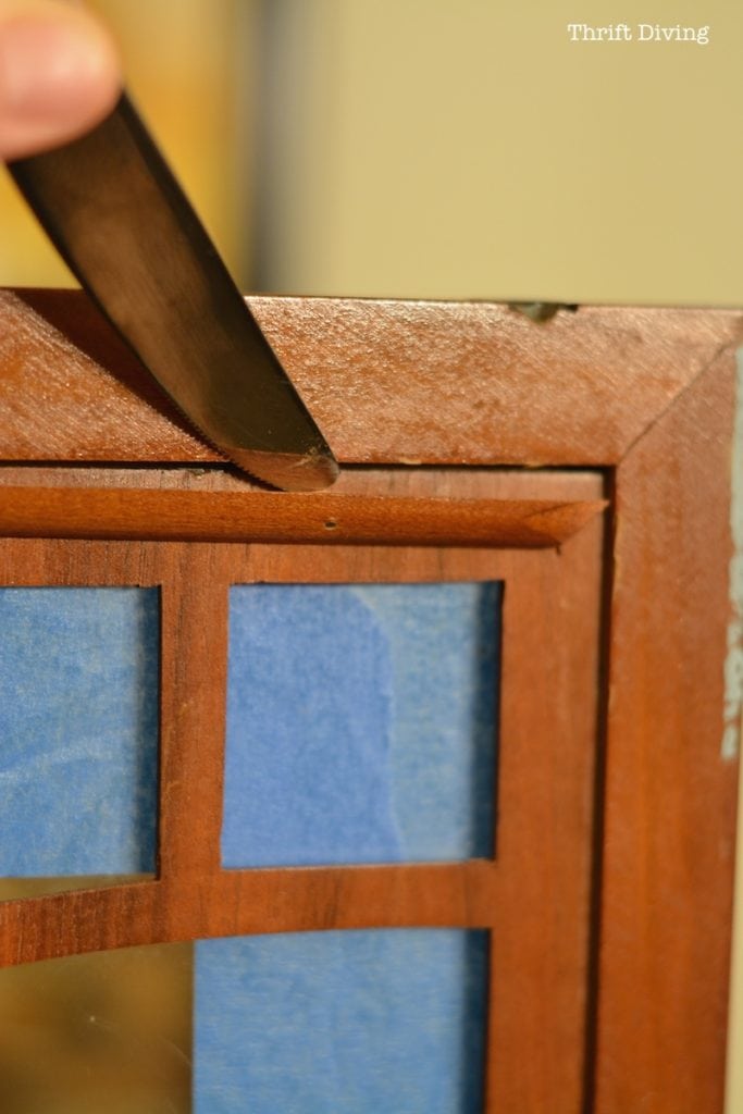 Painted China Cabinet Makeover - Remove the inside panel prior to painting the china cabinet. - Thrift Diving