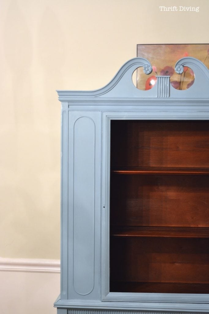 Painted China Cabinet Makeover - Paint the inside of a china cabinet. - Thrift Diving