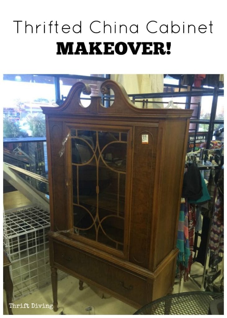 China Cabinet Makeover - See the BEFORE and AFTER of this china cabinet makeover from the thrift store. - Thrift Diving