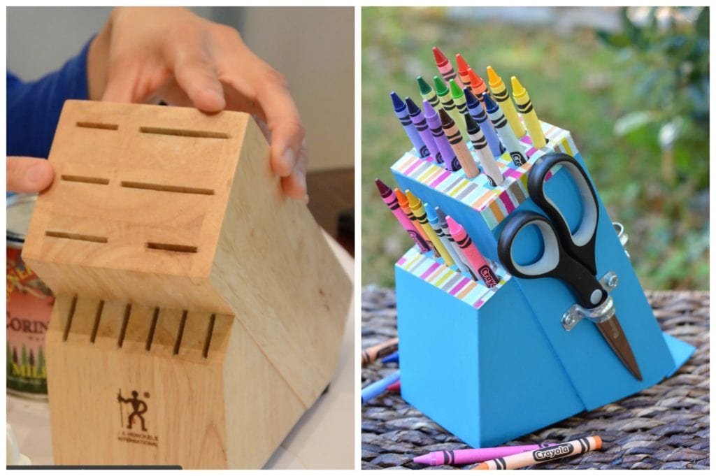 Turn an Old Knife Block Into a Crayon Holder