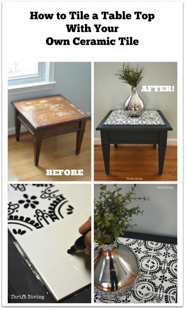 How to Tile a Table Top With Your Own Ceramic Tile - Thrift Diving Blog