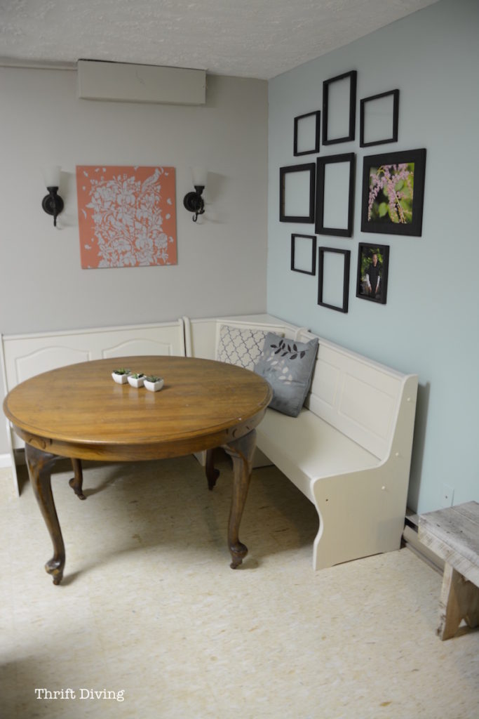Basement Office Makeover - Create seating in the basement for family. - Thrift Diving