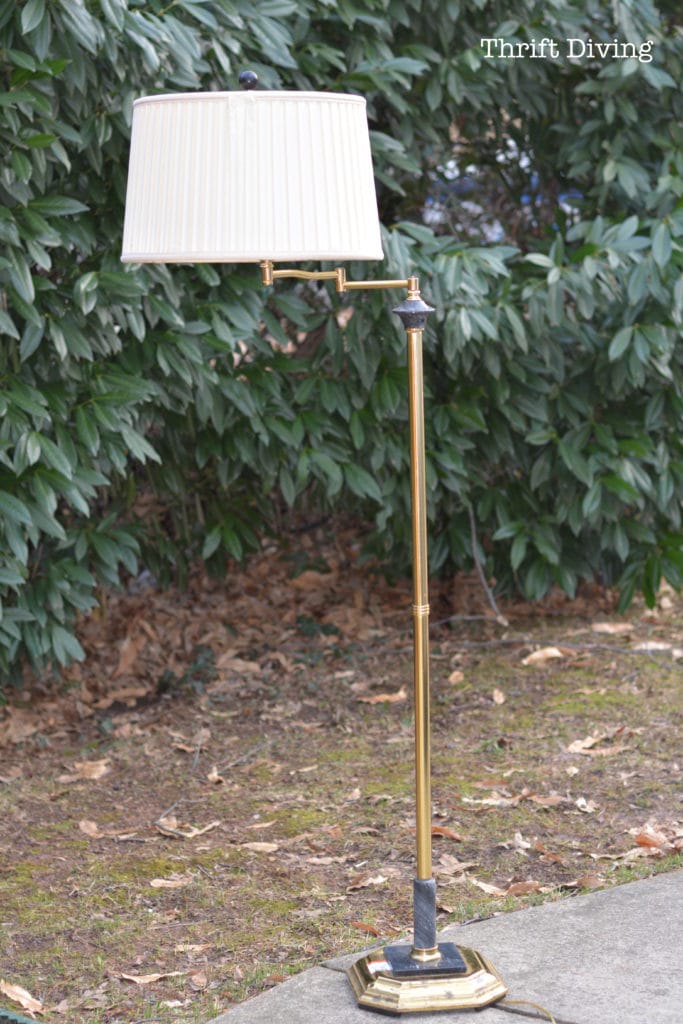 Ugly Lamp - Brass Thrift Store Lamp Makeover (with a swing-out arm) - BEFORE - Thrift Diving