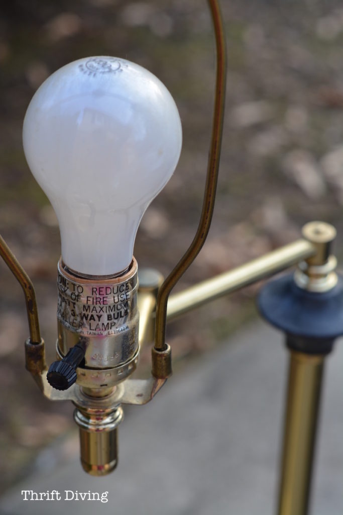 Ugly Lamp - Brass Thrift Store Lamp Makeover - Remove the old light. - Thrift Diving