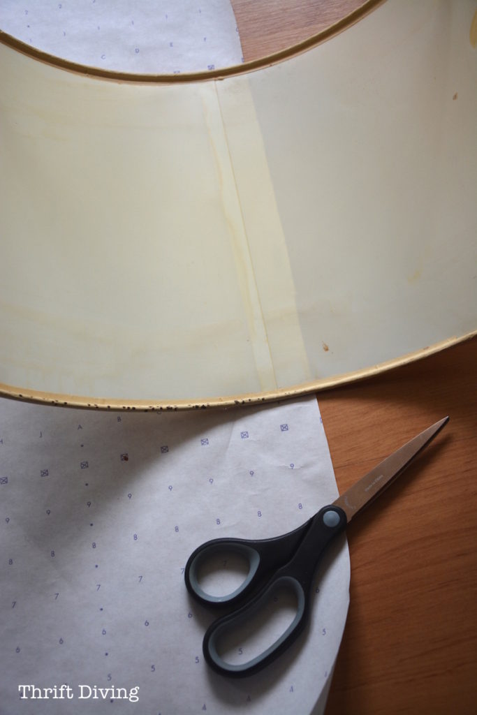 Ugly Lamp - Brass Thrift Store Lamp Makeover - How to Cover a Lamp Shade. - Thrift Diving
