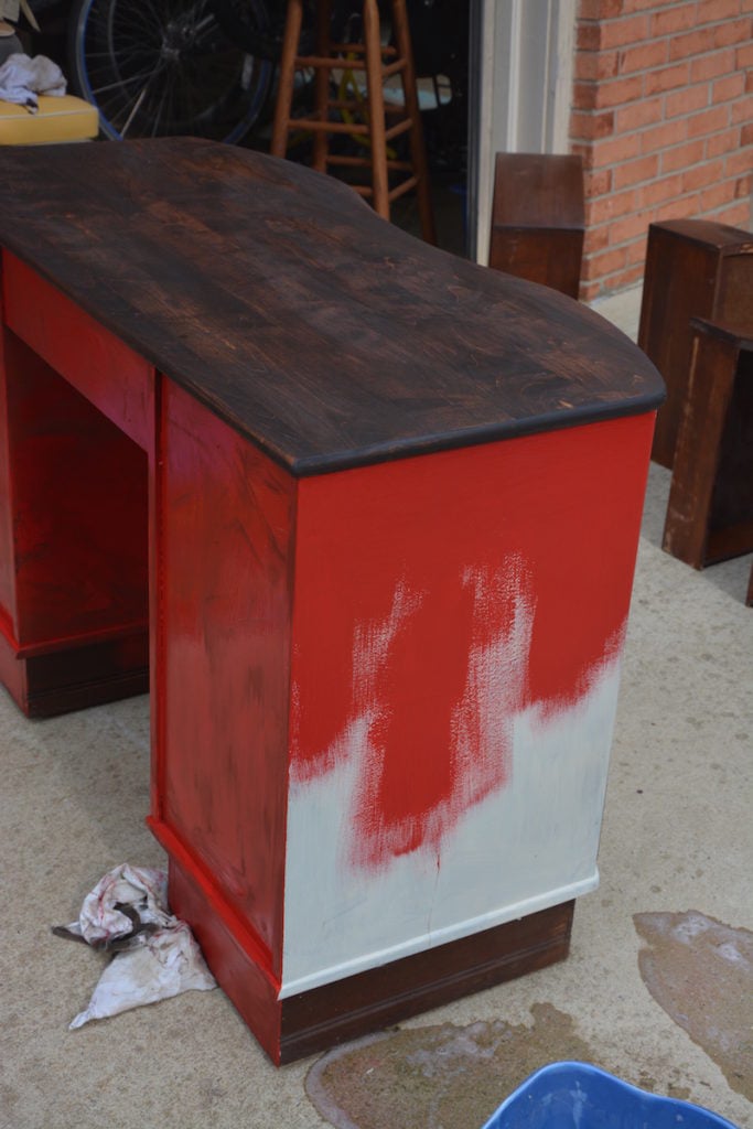 DIY Desk Makeover - Thrift Diving - Thought I would paint it white but decided for Annie Sloan Emporer's Silk red