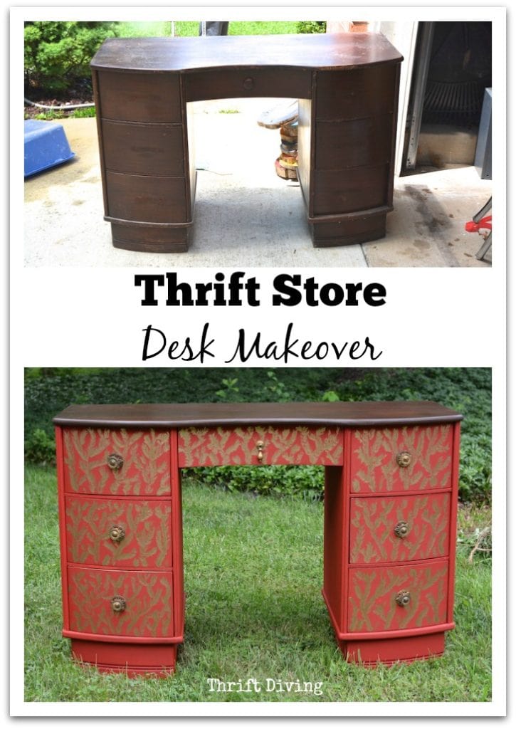 DIY Desk Makeover from the Thrift Store Thrift Diving Blog