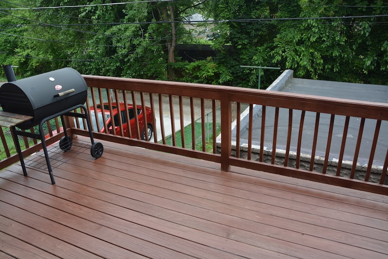 Deck Staining Tips - Deck after 1 coat of stain. - Thrift Diving