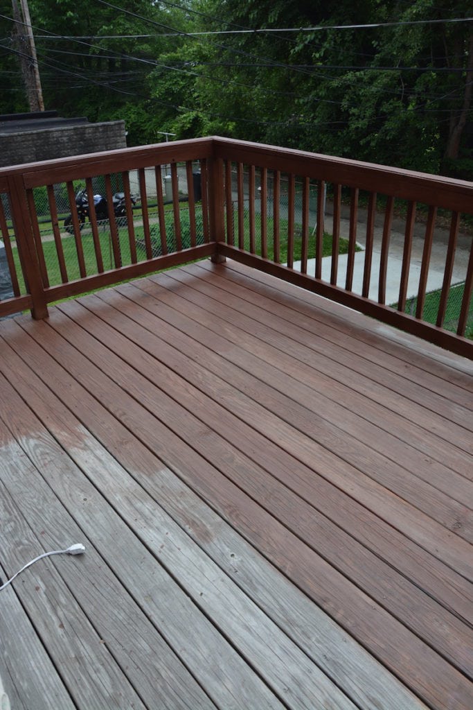 Deck Staining Tips - Work your way off the deck to avoid stepping on deck stain. - Thrift Diving
