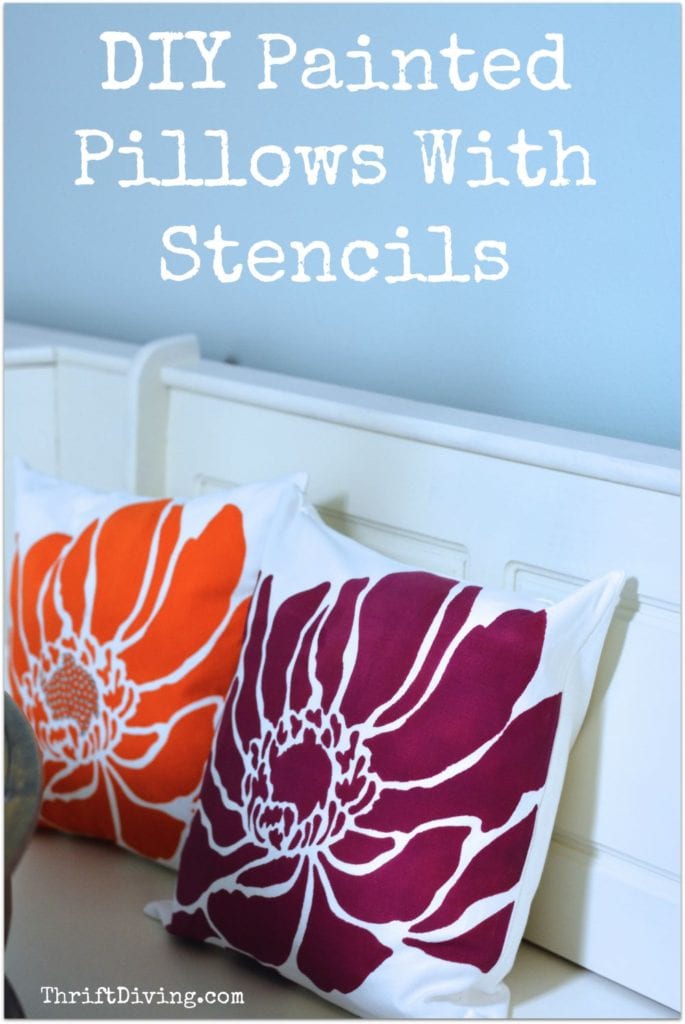 DIY painted pillows with stencils - Thrift Diving Blog