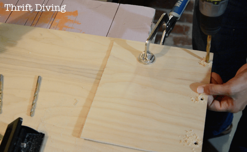 How to Make a Wooden Journal - Drill holes in the wood for the book rings. - Thrift Diving