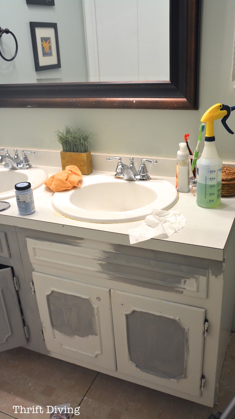 My Pretty Painted Bathroom Vanity, How To Distress A Bathroom Vanity With Chalk Paint