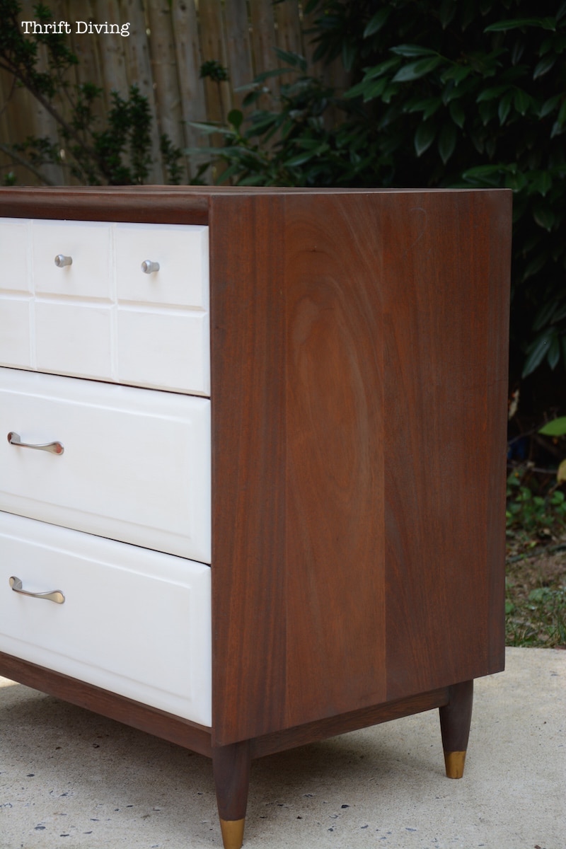 Mid-century modern dresser makeover from the thrift store. Get the tutorial on the blog! | Thrift Diving