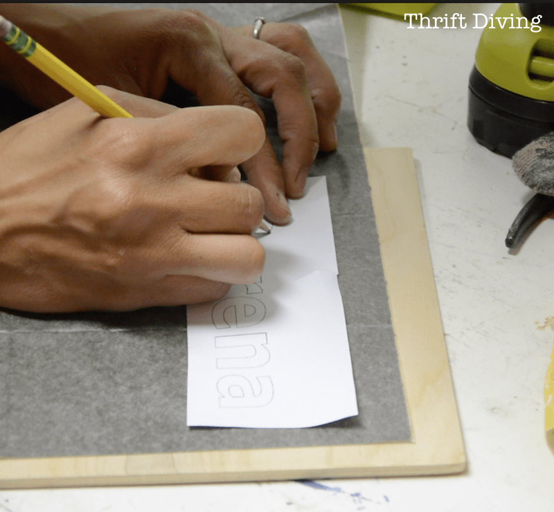 How to Make a Wooden Journal - Outline your name and then wood burn it. - Thrift Diving