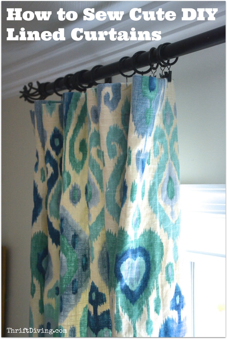 How to Sew Cute DIY Lined Curtains - Thrift Diving