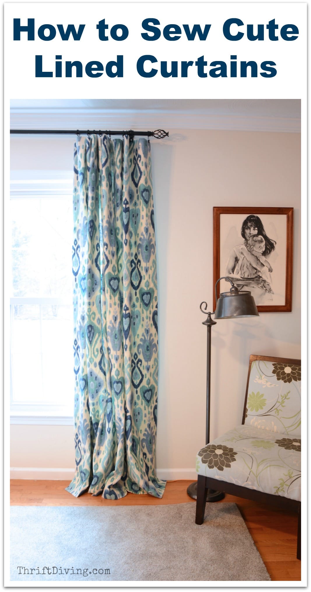 How to Sew Cute Lined Curtains - A tutorial - ThriftDiving.com