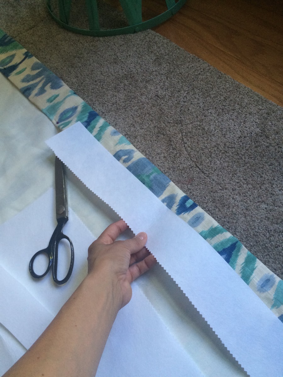 How to Sew Cute Lined Curtains - Add interfacing to the top - Thrift Diving
