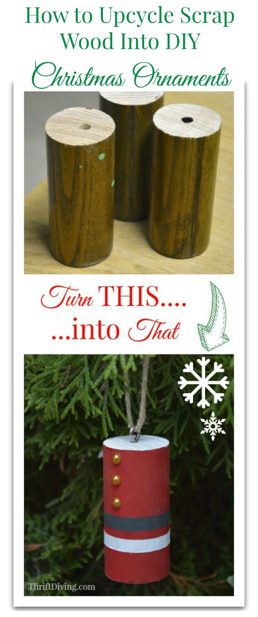 How to Upcycle Scrap Wood Into DIY Christmas Ornaments - Thrift Diving Blog