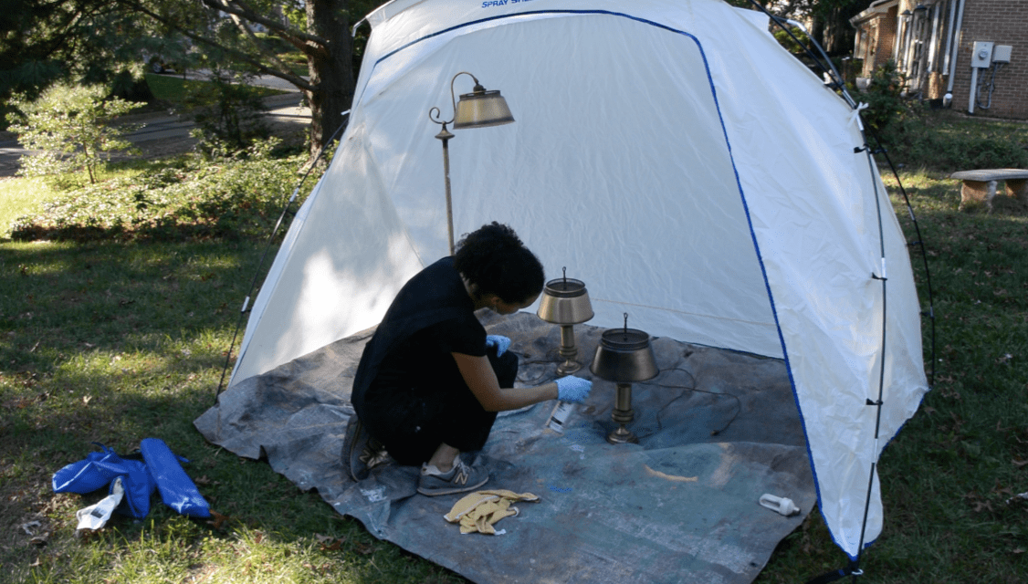 How to recover from a DIY fail - Getting started with spray painting the lamp