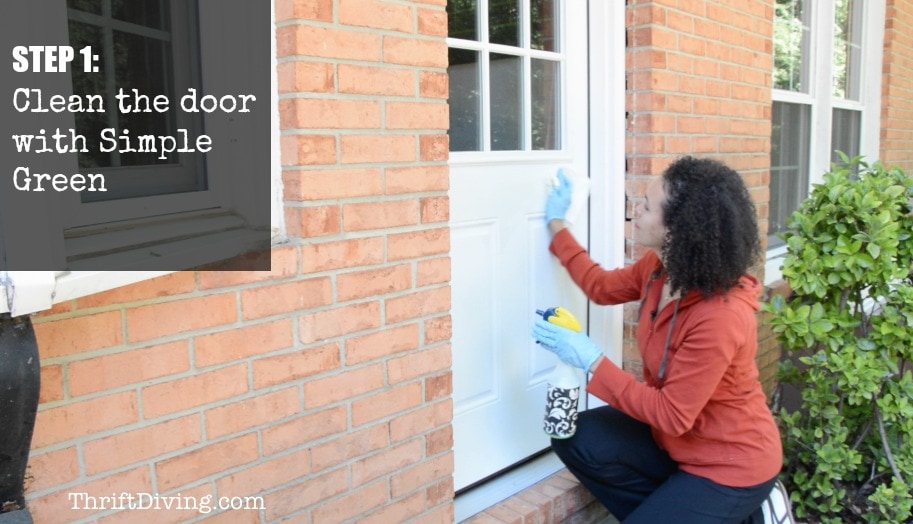 How to Paint and Stencil a Door - Step 1 - Clean the door - ThriftDiving