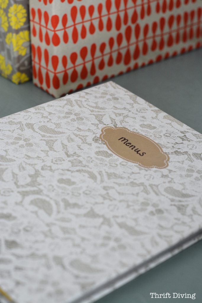 White Lace on Cement paper on a plastic 3-ring binder - ThriftDiving.com