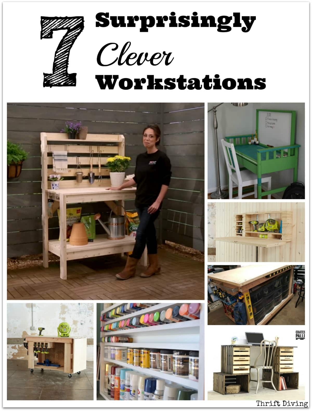 7 Surprisingly Clever Workstations - Check out these projects if you're tired of cookie cutter DIY workstations! - ThriftDiving.com