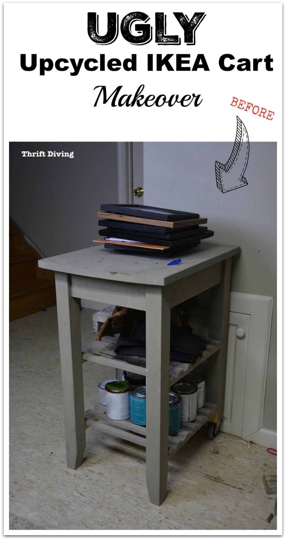 An ugly IKEA Bekvam kitchen cart gets upcycled into something cool for a home office!
