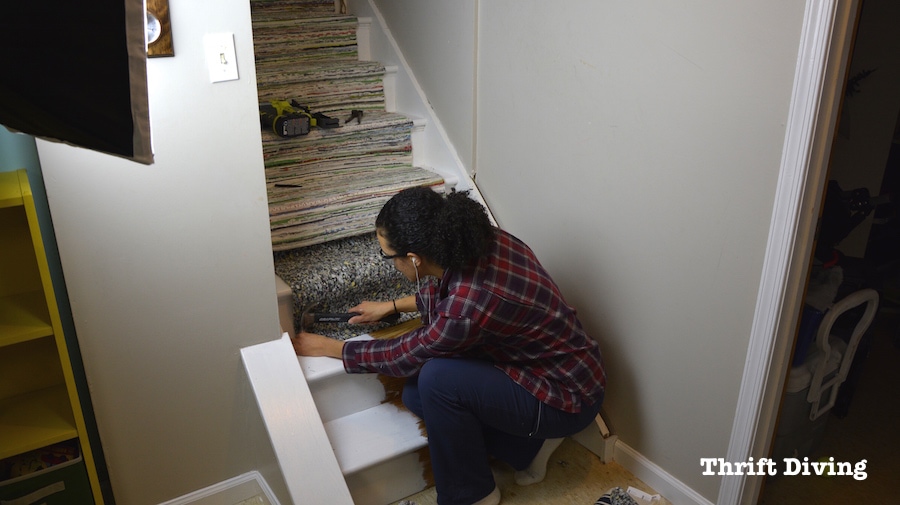DIY Painted Stairs Makeover - Thrift Diving Blog - 869