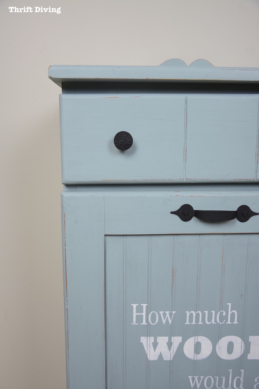 Wooden Trash Can Makeover - Perfect for storing scrap wood. - AFTER - Thrift Diving