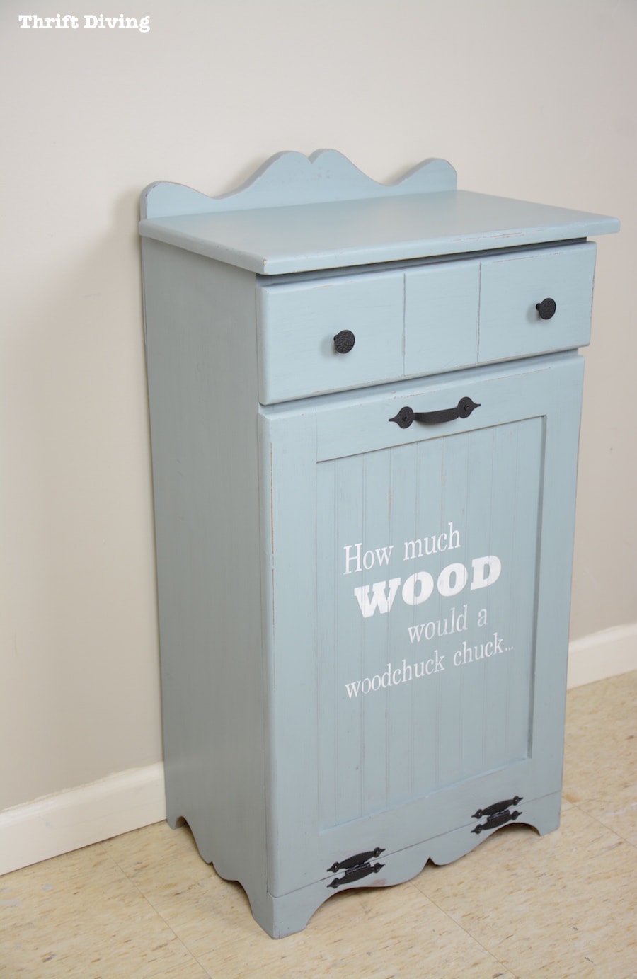 DIY Scrap Wood Trash Bin Makeover - An organized place for scrap wood for the garage